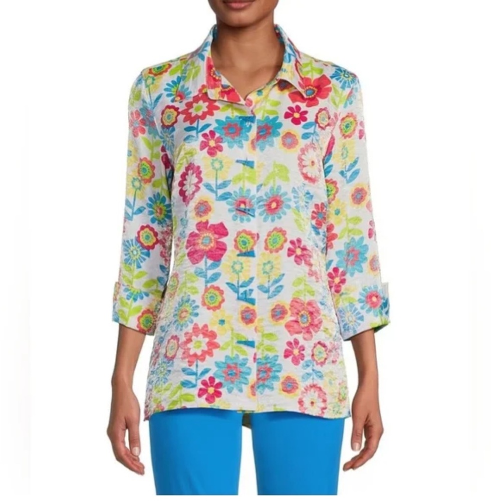 MULTIPLES Floral Button-Up Blouse Size 2X, NW - Picture 1 of 15